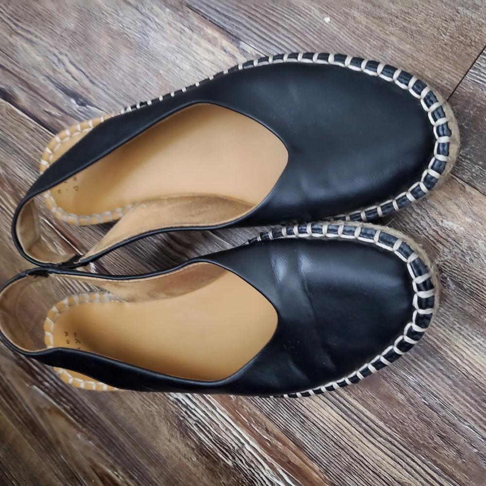 A New Day Black and Tan Espadrilles with Contrast Stitching